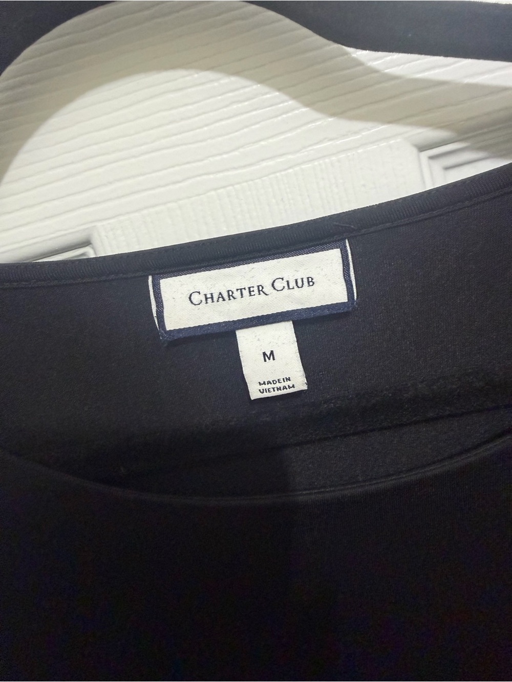 Charter Club Black 3/4 Sleeve Crewneck Knit Top